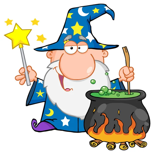 Wizard Preparing A Potion — Stock Vector