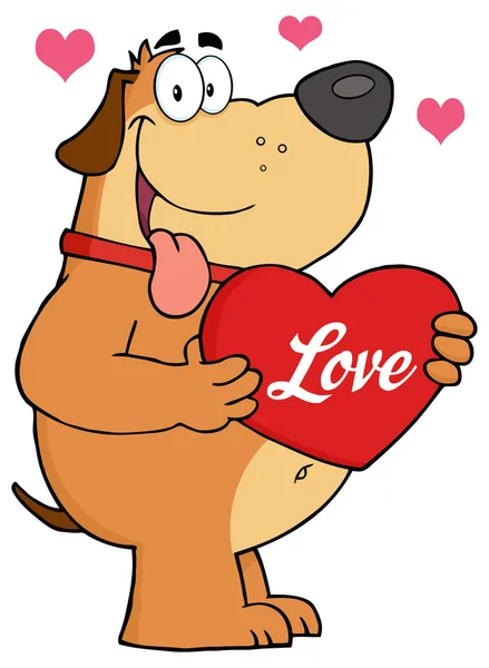 Perro gordo con corazón — Vector de stock