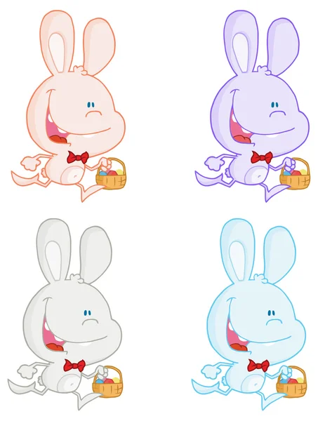 运行与复活节彩蛋的兔子 — 图库矢量图片