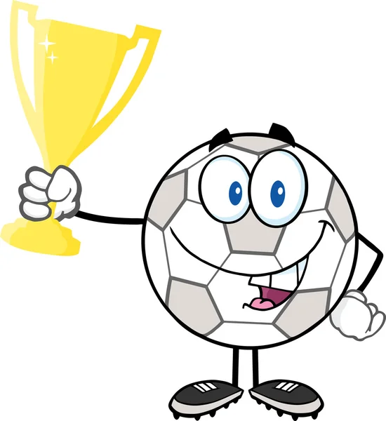 Bola de futebol com taça de troféu dourado . —  Vetores de Stock