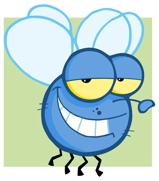 Blue Fly personaggio cartone animato . — Vettoriale Stock