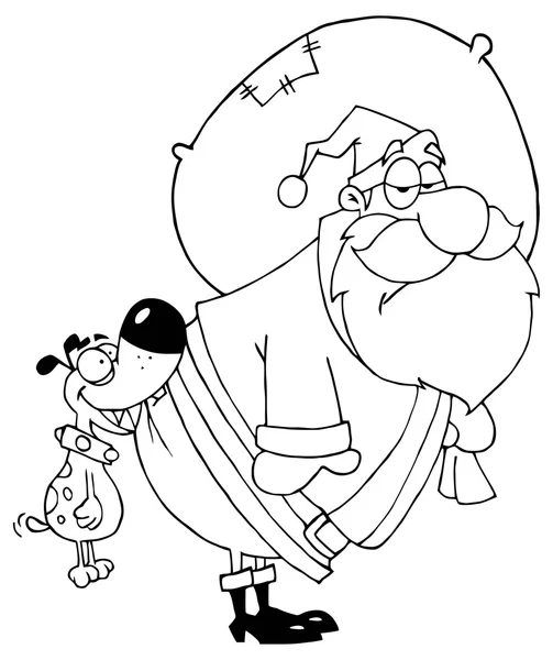 Cartoon Weihnachtsmann und Hund — Stockvektor