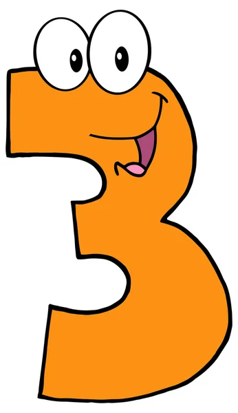 Number Three Cartoon Character — Stock Vector