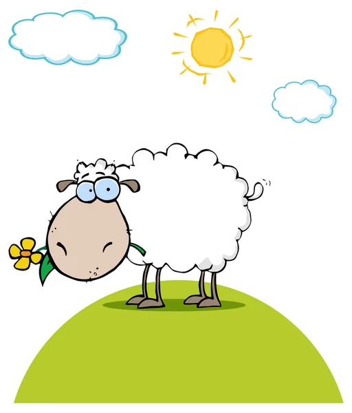 Caráter branco dos desenhos animados das ovelhas — Vetor de Stock
