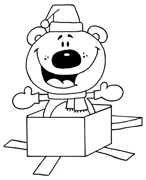 Weihnachten Eisbär mit Geschenkbox — Stockvektor