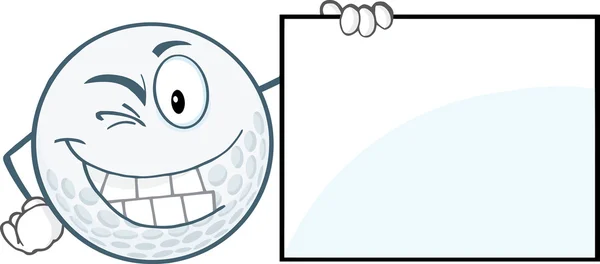 Knipogend Golf Ball met bord — Stockvector