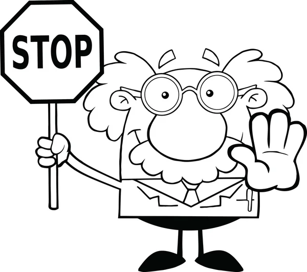 Scientist Holding A Stop Sign — Stock Vector