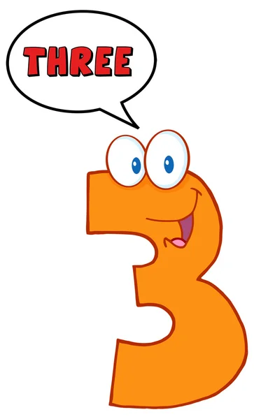 Number Three Cartoon Character — Stock Vector