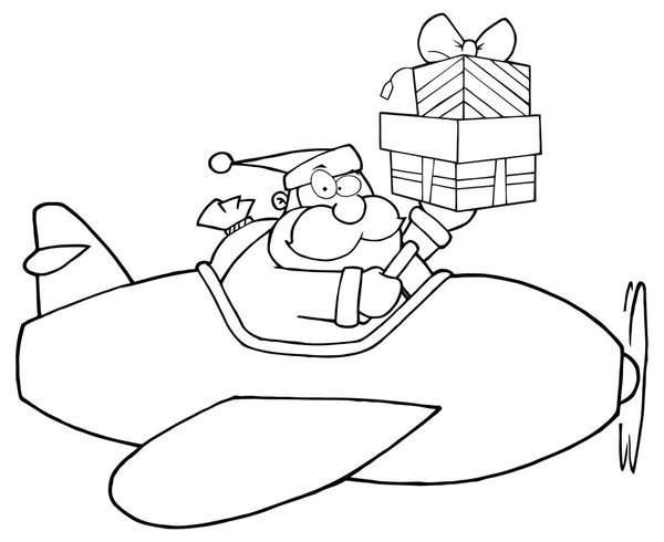 Babbo Natale in aereo con regali — Vettoriale Stock