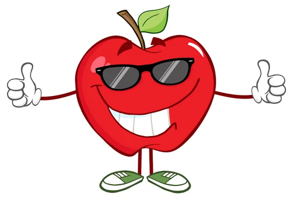 Apple With Sunglasses Giving A Thumb Up — Stock Vector