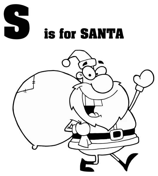 Alfabet letter S met cartoon santa — Stockvector