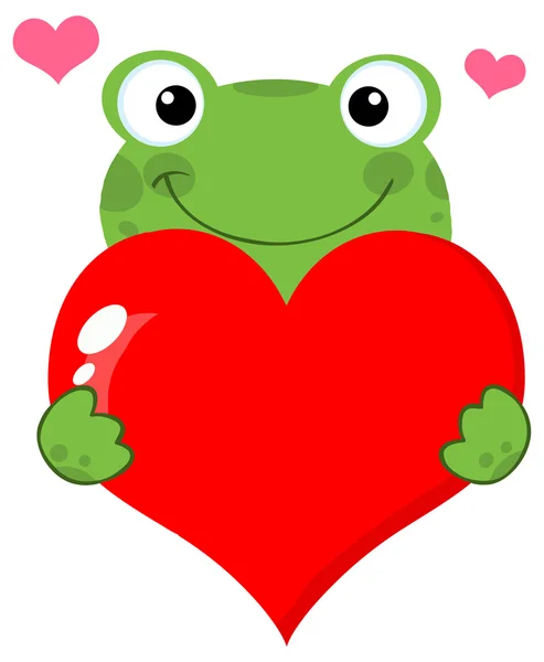 Romantic Cartoon Frog — Stock Vector