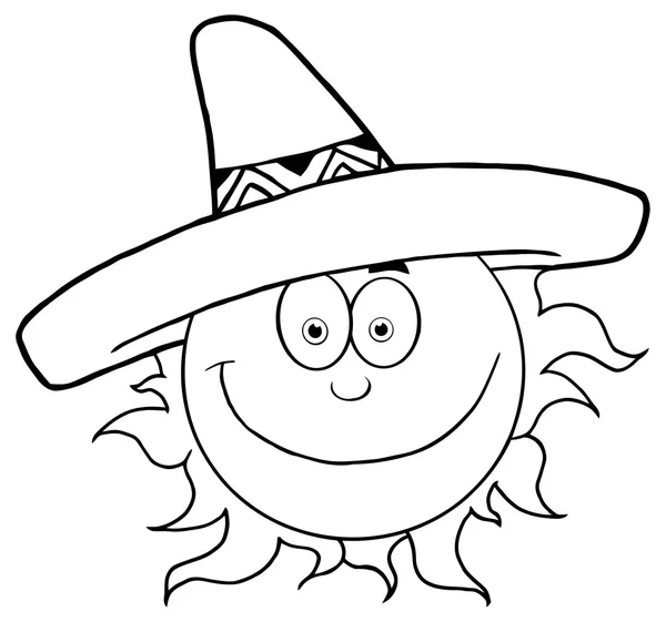 Zon met Sombrero hoed — Stockvector