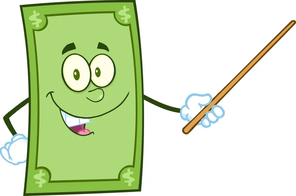Dollaro sorridente Cartoon Character — Vettoriale Stock