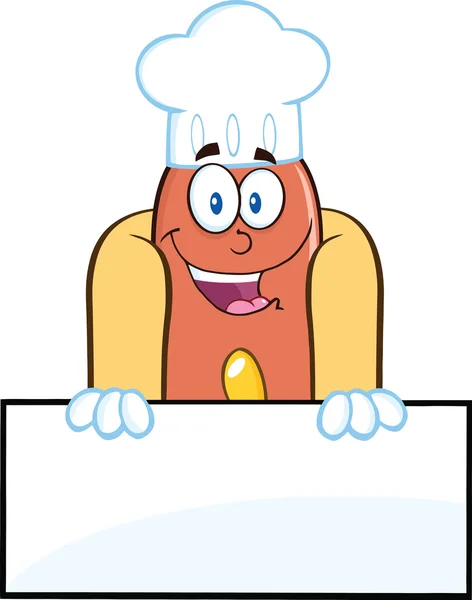 Hot Dog Chef avec signe blanc . — Image vectorielle