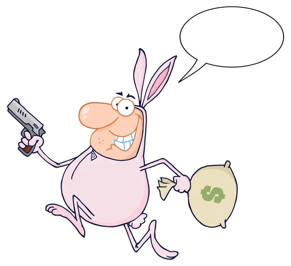 Happy Bandit in Easter Rabbit Costume — Stock Vector