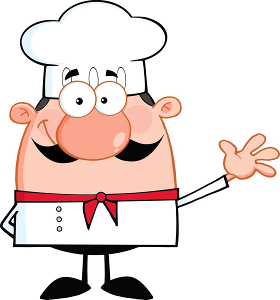 Little Chef-kok karakter zwaaien — Stockvector
