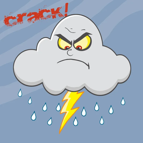 Angry Cloud Lightning With Rain — Stock Vector