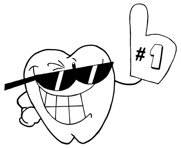 Cartoon-Zahn mit Nummer eins — Stockvektor