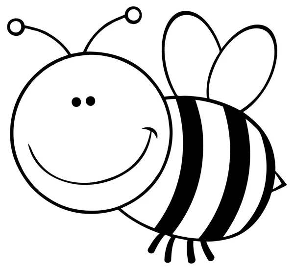 Outlined Bee Cartoon Mascot Character. — Stock Vector