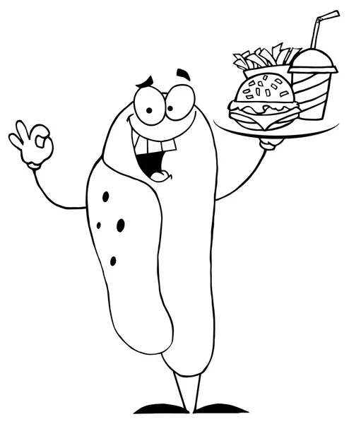 Cartoon Hot Dog Chef personaggio — Vettoriale Stock