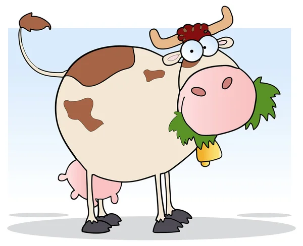 Kuh kaut auf einem Gras — Stockvektor