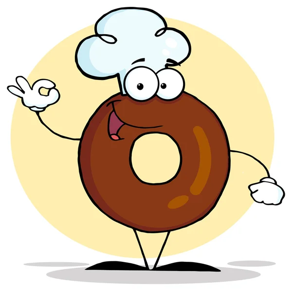 Donut dos desenhos animados mostrando sinal ok — Vetor de Stock