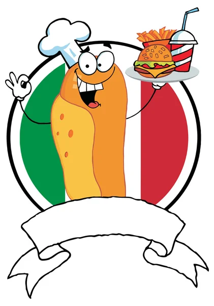 Cartoon Hot Dog Chef character — Stock Vector