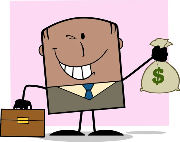 Бізнесмен тримає грошову сумку — стоковий вектор
