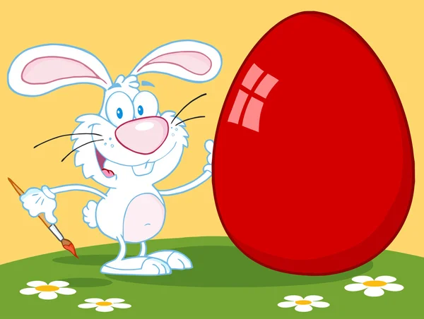 Щасливий Кролик Живопис Червона Пасха Яйце — стоковий вектор