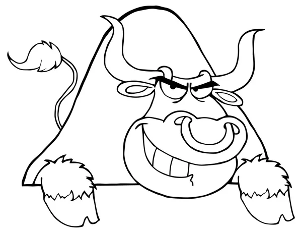 Outlined Bull Over A Sign — Stock Vector