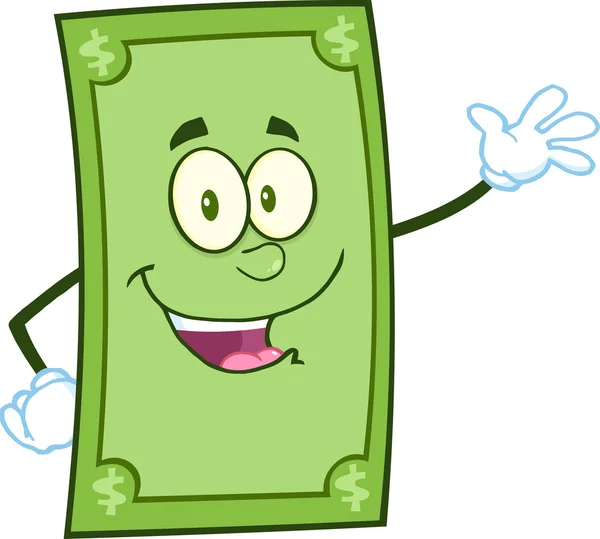 Dollaro sorridente Cartoon Character — Vettoriale Stock