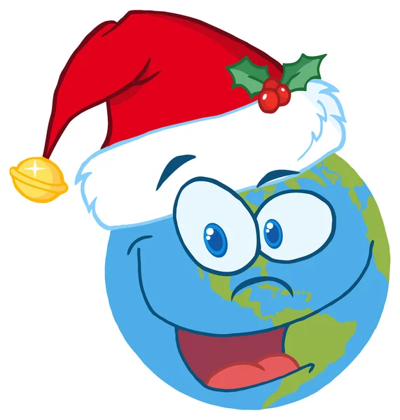卡通地球圣诞老人 — 图库矢量图片