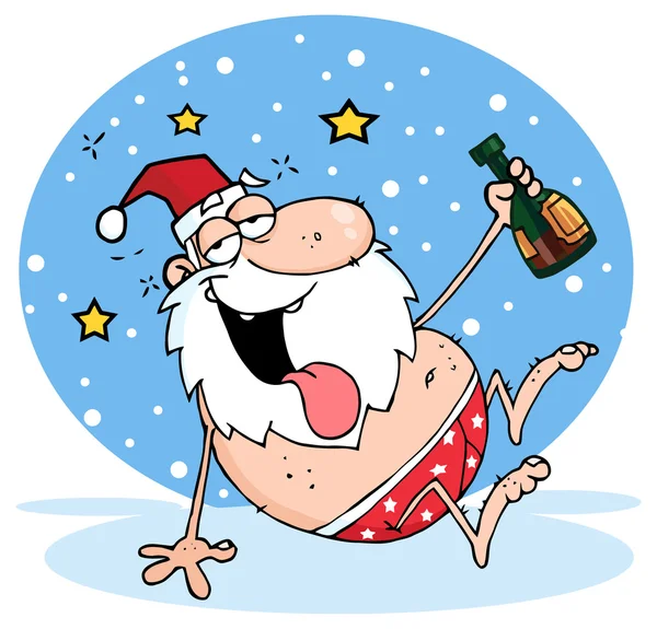 Dibujos animados borracho santa claus — Vector de stock