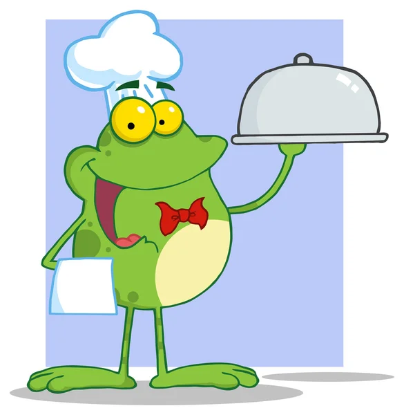 Chef grenouille dessin animé — Image vectorielle