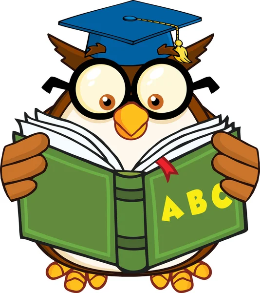 Owl Teacher with  ABC Book. — Stock Vector