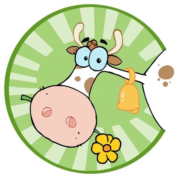 Alfombra del logotipo de dibujos animados - Vaca de granja — Vector de stock