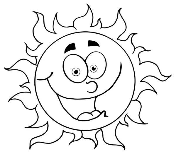 Glimlachende zon cartoon karakter. — Stockvector