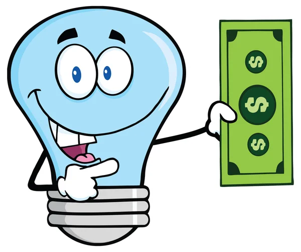 Blauw lampje met Dollar Bill — Stockvector