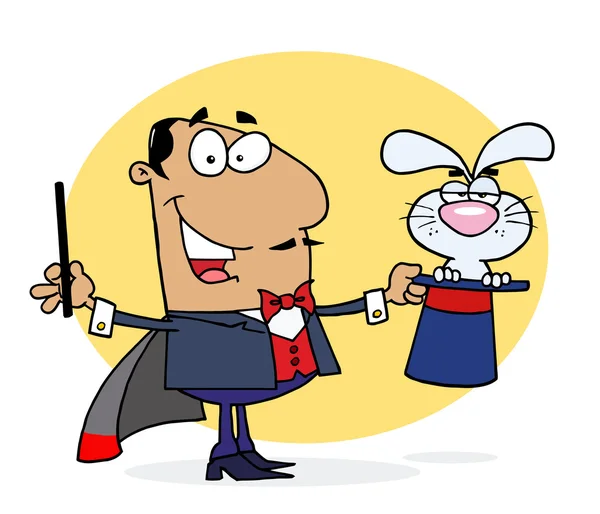 卡通魔术师与兔子 — 图库矢量图片