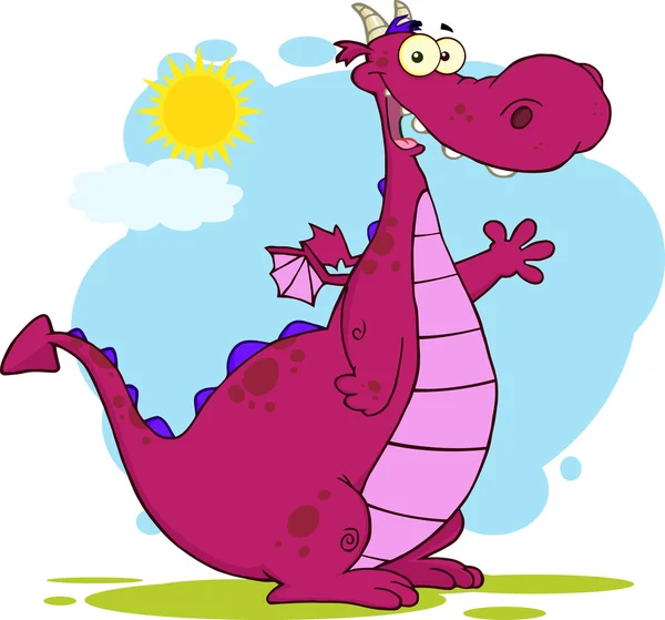 Purple Dragon Cartoon — Stock vektor