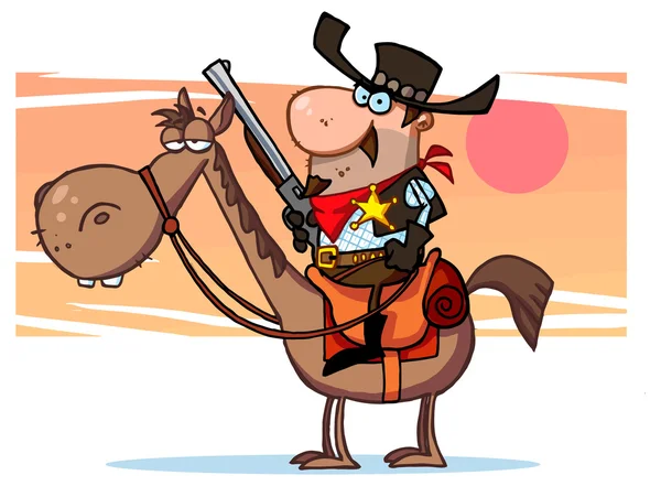 Cartoon sheriff met pistool — Stockvector