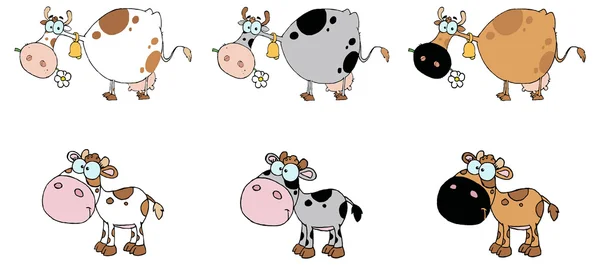 Conjunto de vacas de dibujos animados — Vector de stock