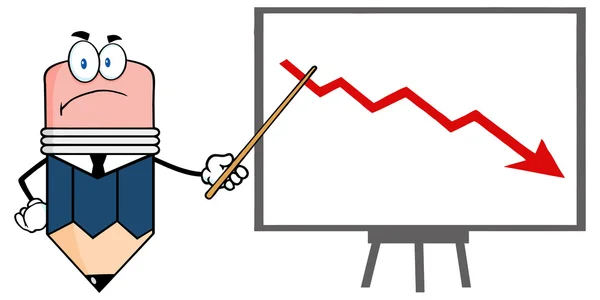 Business Pencil Presenting A Falling Arrow — Stock Vector