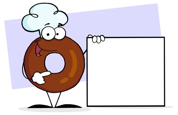 Cartoon donut chef-kok in hoed — Stockvector