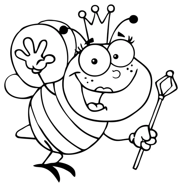 Abeja reina delineada — Vector de stock