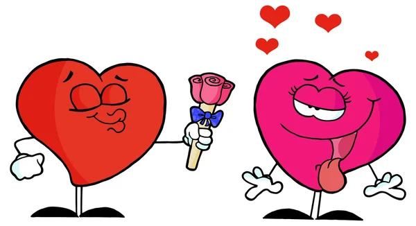 Corações dos desenhos animados casal amoroso — Vetor de Stock