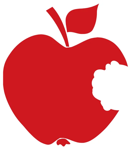 Bitten Apple Red Silhouette. — Vector de stoc