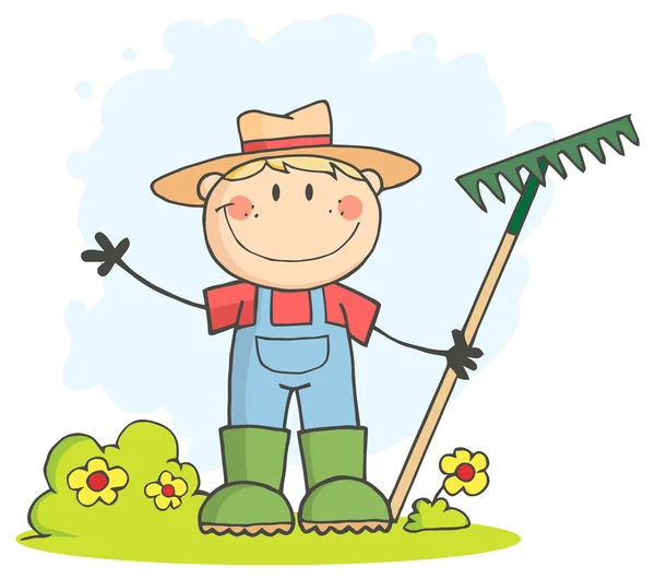 Farmer boy character — Stock Vector