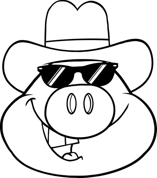 Prase s sluneční brýle a kovbojský klobouk. — Stockový vektor